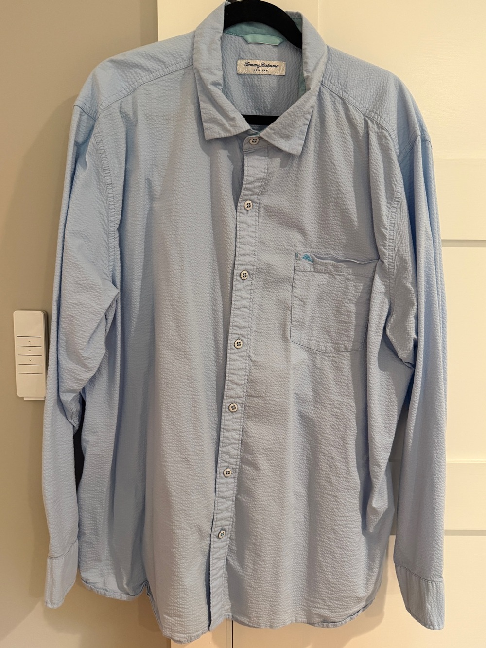 Tommy Bahama Nova Wave Men XXL Light Blue Stretch Cotton Long Sleeve Shirt